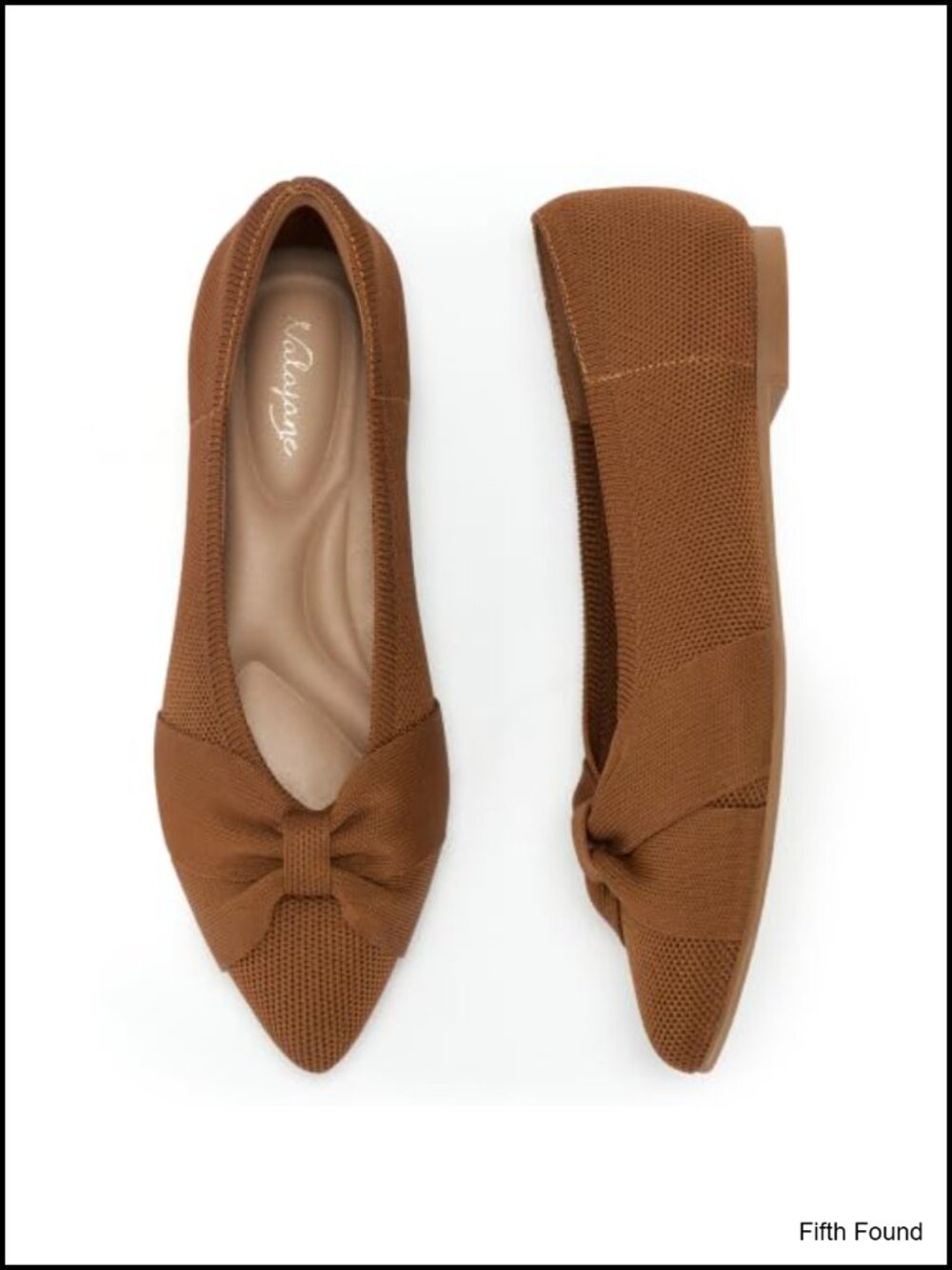 Pointed Toe Slip-On Ballet Flats with Memory Foam & Bow Accent